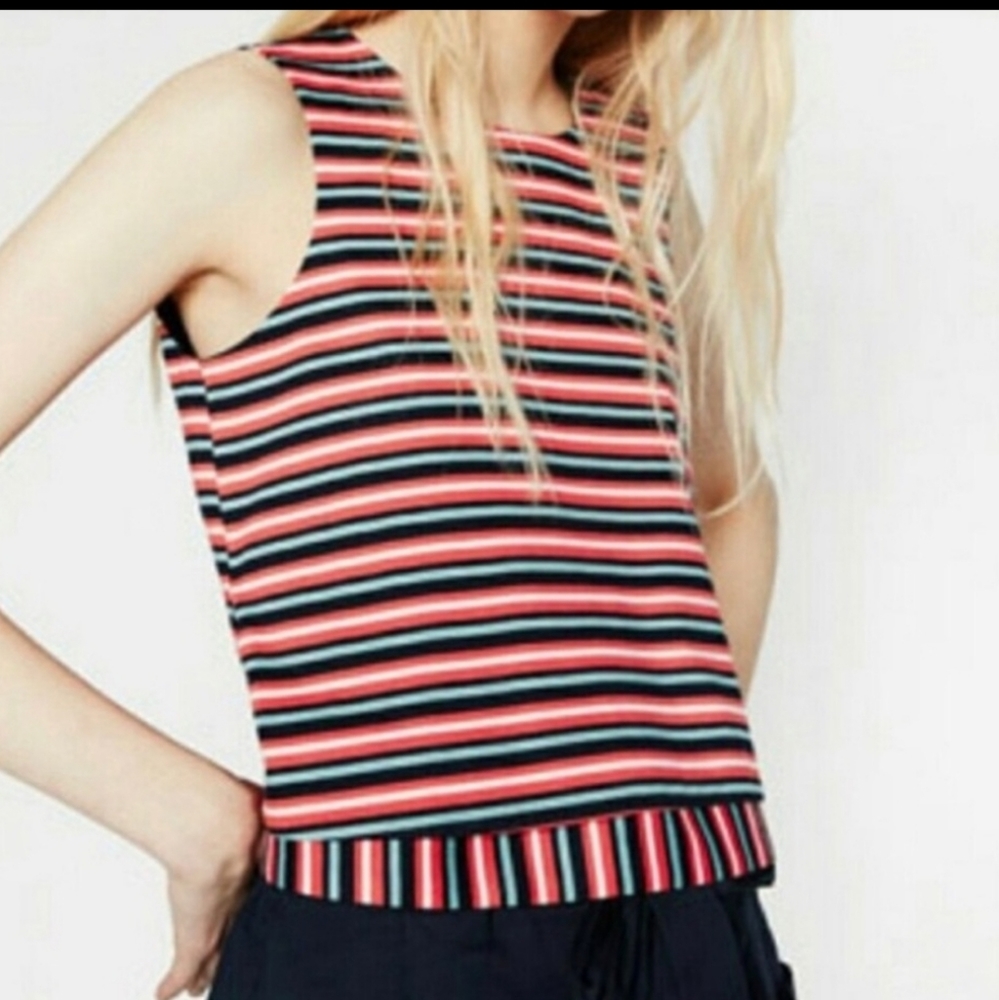ZARA Trafaluc Collection Striped Crop Tank Top